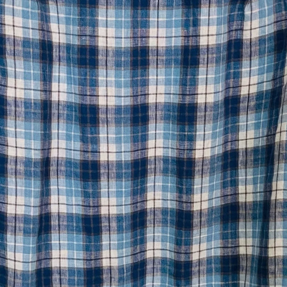 J.Crew Irish Linen Blue Plaid Button-Down Shirt Men’s Medium Long Sleeve